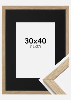 Ramme Stilren Eg 30x40 cm - Passepartout Sort 20x28 cm