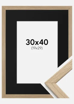 Ramme Stilren Eg 30x40 cm - Passepartout Sort 20x30 cm