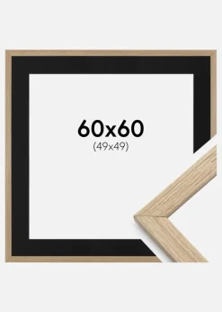 Ramme Stilren Eg 60x60 cm - Passepartout Sort 50x50 cm