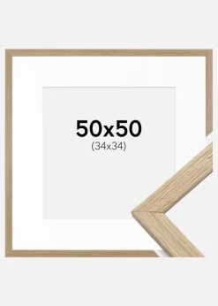 Ramme Stilren Eg 50x50 cm - Passepartout Hvid 35x35 cm