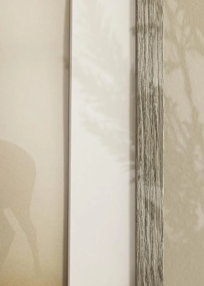 Ramme Stilren grå Eg 70x100 cm - Passepartout Hvid 61x92 cm
