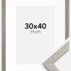 Ramme Stilren grå Eg 30x40 cm - Passepartout Hvid 20x30 cm