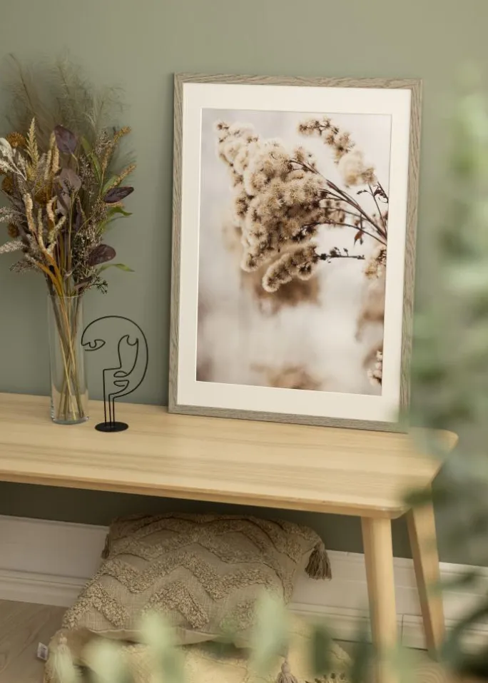 Ramme Stilren grå Eg 50x70 cm - Passepartout Hvid 40x61 cm