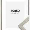 Ramme Stilren grå Eg 40x50 cm - Passepartout Hvid 29,7x42 cm