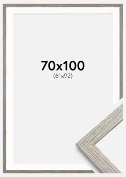 Ramme Stilren grå Eg 70x100 cm - Passepartout Hvid 62x93 cm