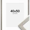 Ramme Stilren grå Eg 40x50 cm - Passepartout Hvid 28x38 cm