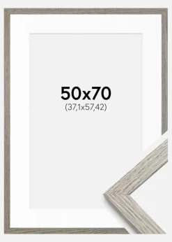 Ramme Stilren grå Eg 50x70 cm - Passepartout Hvid 15x23 inches