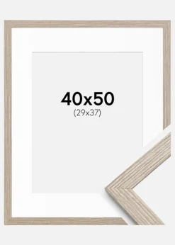 Ramme Stilren Greige Eg 40x50 cm - Passepartout Hvid 30x38 cm