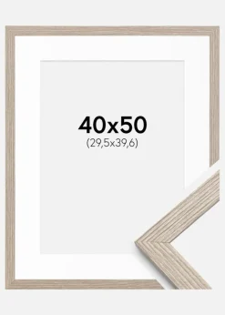 Ramme Stilren Greige Eg 40x50 cm - Passepartout Hvid 12x16 inches