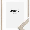 Ramme Stilren Greige Eg 30x40 cm - Passepartout Hvid 22x32 cm