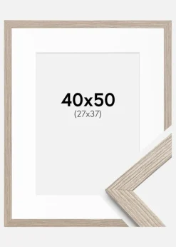 Ramme Stilren Greige Eg 40x50 cm - Passepartout Hvid 28x38 cm