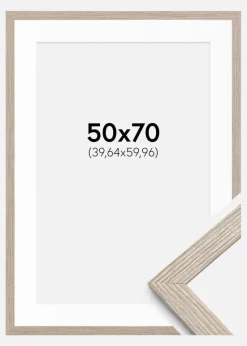 Ramme Stilren Greige Eg 50x70 cm - Passepartout Hvid 16x24 inches