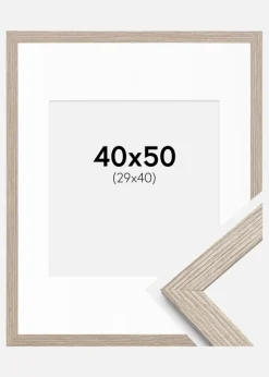 Ramme Stilren Greige Eg 40x50 cm - Passepartout Hvid 30x41 cm
