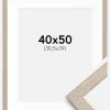 Ramme Stilren Greige Eg 40x50 cm - Passepartout Hvid 31,5x40 cm