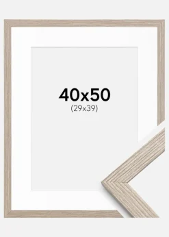 Ramme Stilren Greige Eg 40x50 cm - Passepartout Hvid 30x40 cm