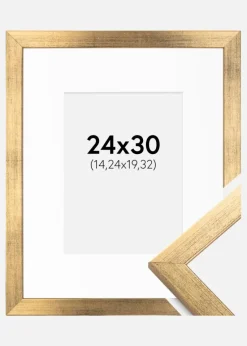 Ramme Stilren Guld 24x30 cm - Passepartout Hvid 6x8 inches