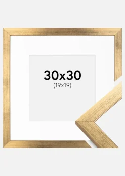 Ramme Stilren Guld 30x30 cm - Passepartout Hvid 20x20 cm
