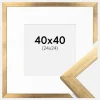 Ramme Stilren Guld 40x40 cm - Passepartout Hvid 25x25 cm