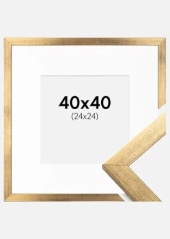 Ramme Stilren Guld 40x40 cm - Passepartout Hvid 25x25 cm