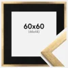 Ramme Stilren Guld 60x60 cm - Passepartout Sort 45x45 cm