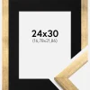 Ramme Stilren Guld 24x30 cm - Passepartout Sort 7x9 inches