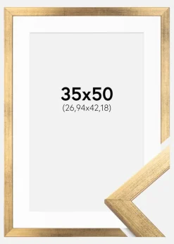 Ramme Stilren Guld 35x50 cm - Passepartout Hvid 11x17 inches