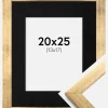 Ramme Stilren Guld 20x25 cm - Passepartout Sort 14x18 cm