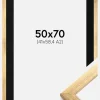 Ramme Stilren Guld 50x70 cm - Passepartout Sort 42x59,4 cm (A2)