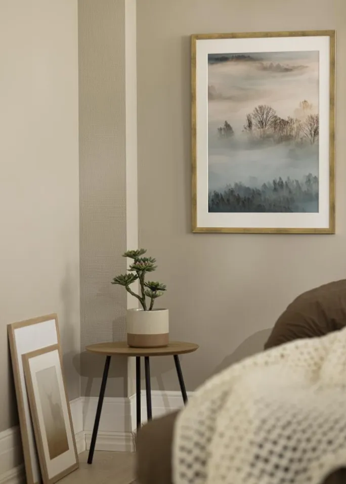 Ramme Stilren Guld 30x40 cm - Passepartout Hvid 18x27 cm