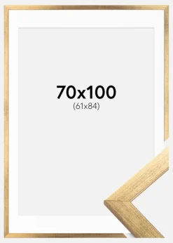 Ramme Stilren Guld 70x100 cm - Passepartout Hvid 62x85 cm