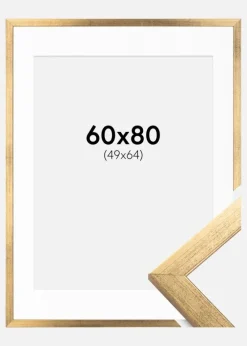 Ramme Stilren Guld 60x80 cm - Passepartout Hvid 50x65 cm