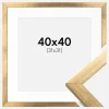 Ramme Stilren Guld 40x40 cm - Passepartout Hvid 32x32 cm