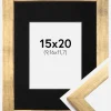 Ramme Stilren Guld 15x20 cm - Passepartout Sort 4x5 inches