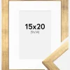 Ramme Stilren Guld 15x20 cm - Passepartout Hvid 10x15 cm