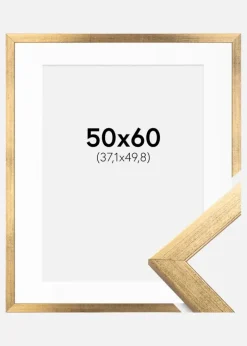 Ramme Stilren Guld 50x60 cm - Passepartout Hvid 15x20 inches