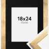 Ramme Stilren Guld 18x24 cm - Passepartout Sort 13x17 cm