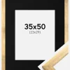 Ramme Stilren Guld 35x50 cm - Passepartout Sort 24x30 cm