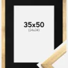 Ramme Stilren Guld 35x50 cm - Passepartout Sort 25x35 cm