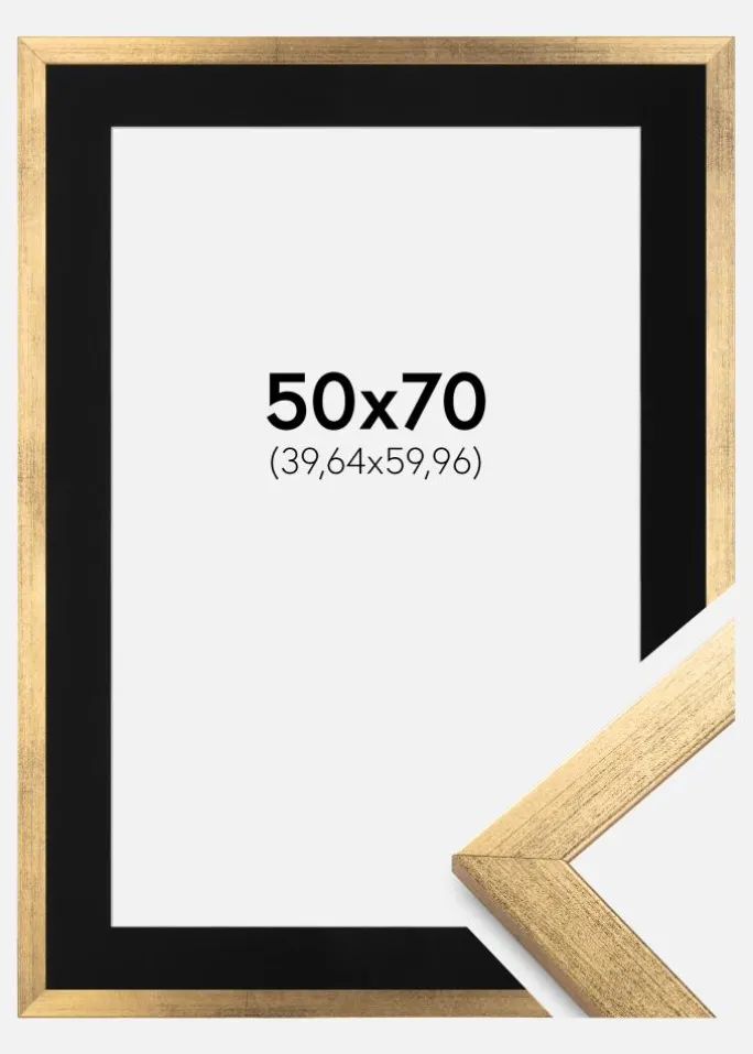 Ramme Stilren Guld 50x70 cm - Passepartout Sort 16x24 inches