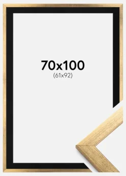 Ramme Stilren Guld 70x100 cm - Passepartout Sort 62x93 cm