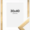 Ramme Stilren Guld 30x40 cm - Passepartout Hvid 21x30 cm