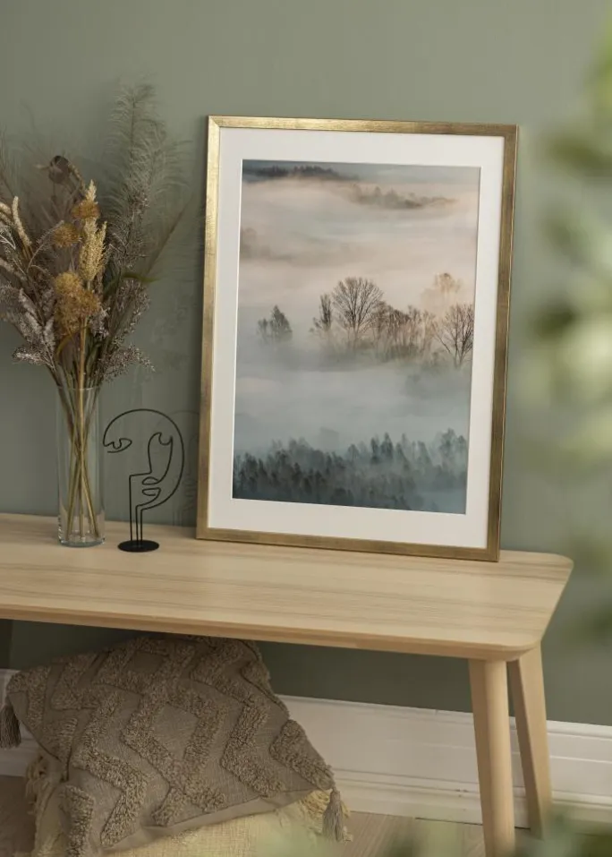 Ramme Stilren Guld 50x60 cm - Passepartout Hvid 16x20 inches