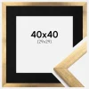 Ramme Stilren Guld 40x40 cm - Passepartout Sort 30x30 cm
