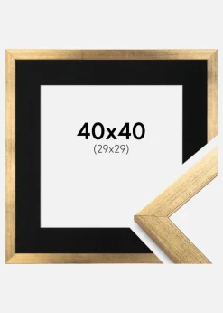 Ramme Stilren Guld 40x40 cm - Passepartout Sort 30x30 cm