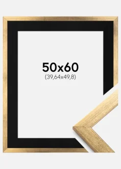 Ramme Stilren Guld 50x60 cm - Passepartout Sort 16x20 inches