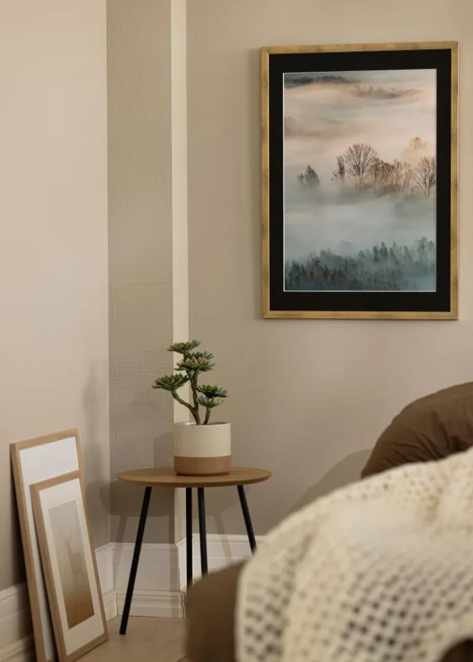 Ramme Stilren Guld 70x100 cm - Passepartout Sort 61x91,5 cm