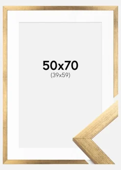 Ramme Stilren Guld 50x70 cm - Passepartout Hvid 40x60 cm
