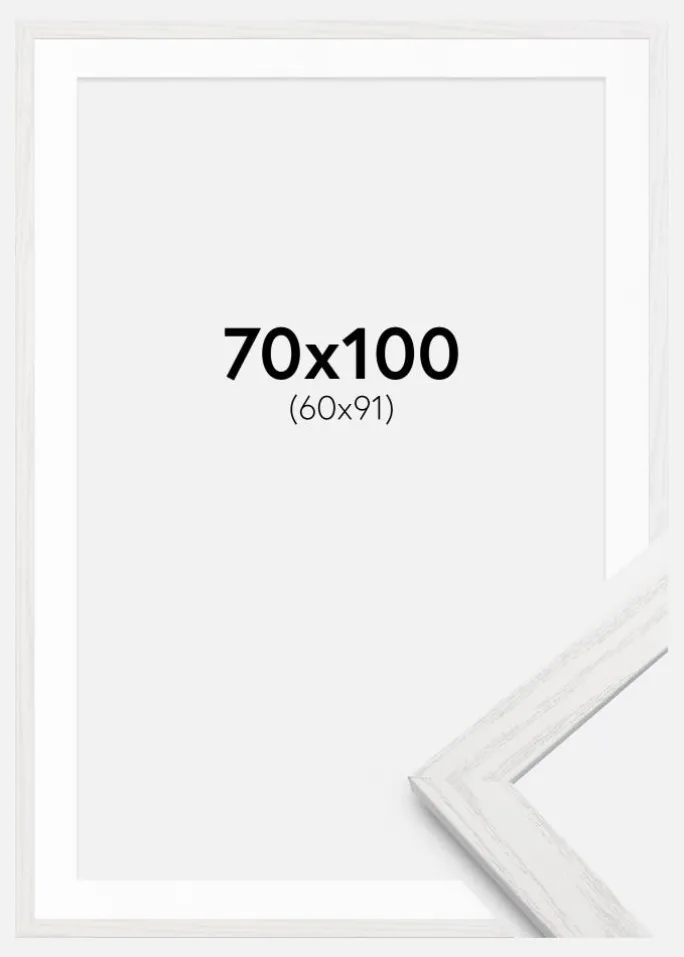 Ramme Stilren hvid Eg 70x100 cm - Passepartout Hvid 61x92 cm