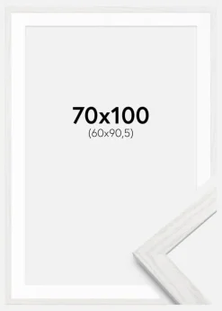 Ramme Stilren hvid Eg 70x100 cm - Passepartout Hvid 61x91,5 cm