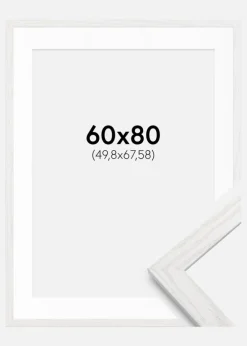 Ramme Stilren hvid Eg 60x80 cm - Passepartout Hvid 20x27 inches